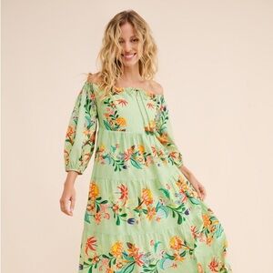 Tiered Floral Midi Dress Anthropologie farm Rio xl nwt
